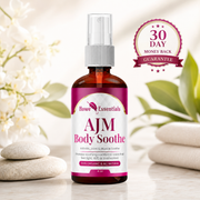AJM Body Soothe botanical muscle and joint relief bottle showing a 30 day money back guarantee 